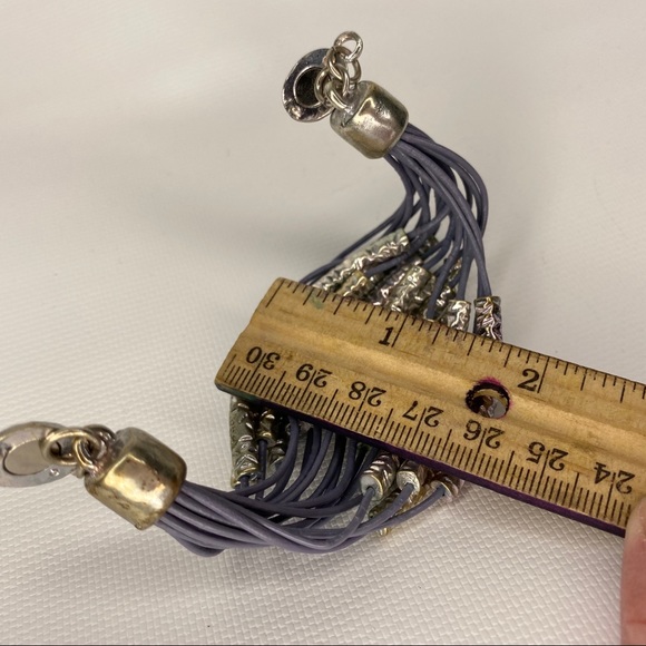 Multi Strand Cord Silver Tone Boho Chic Bracelet - Picture 8 of 8